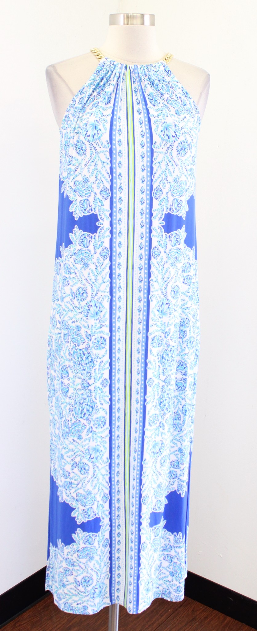 Lilly Pulitzer Bingham Knit Midi Dress Shell Me You Love Me Size XS Blue Maxi