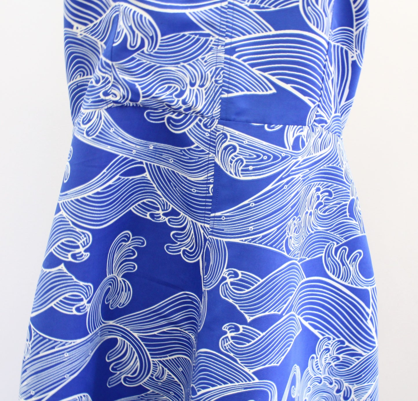 NWT Plenty Tracy Reese Blue White Wave Print Fit and Flare Sleeveless Dress 14