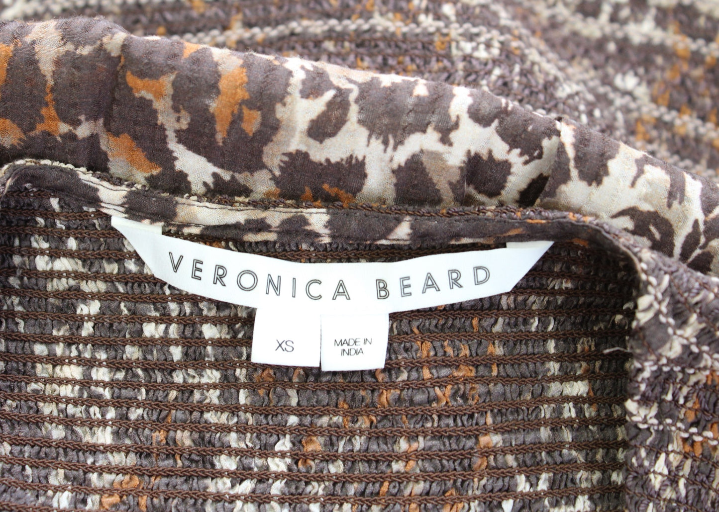 Veronica Beard Cox Leopard Print Smocked Ruffle Flounce Mini Dress Size XS Brown