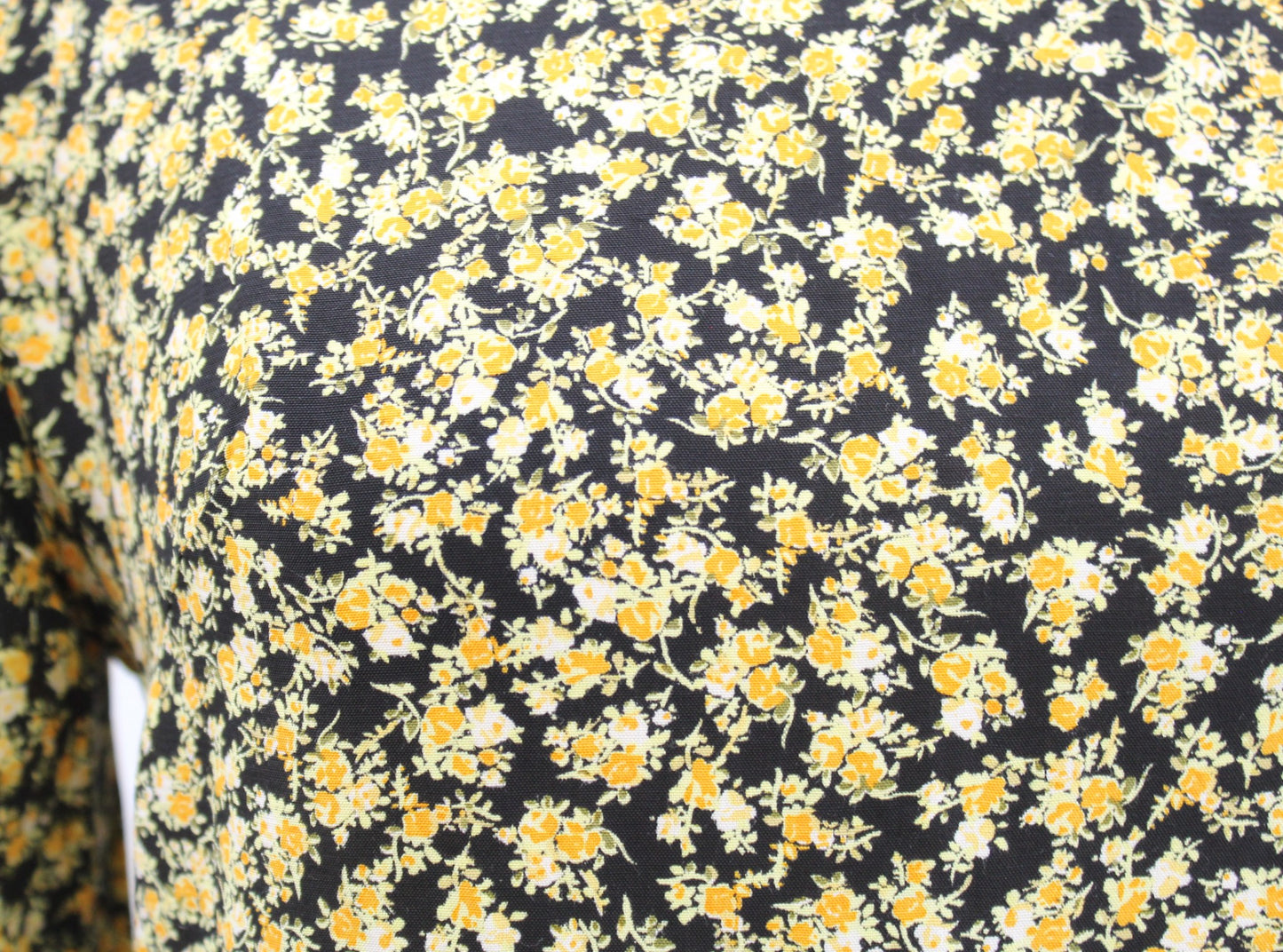 Faithfull the Brand Yellow Black Floral Ruffle Hem Tie Waist Mini Dress Size 4