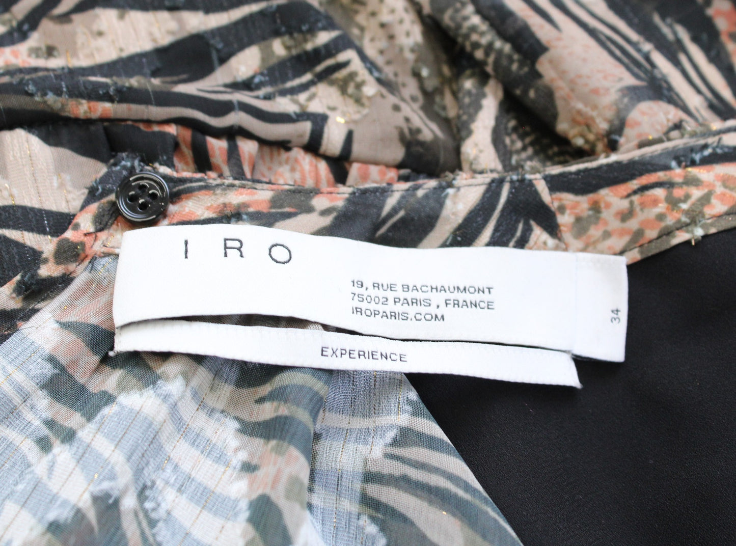 IRO Fenian Abstract Animal Print Ruched Mini Dress Size 34 Snakeskin Zebra