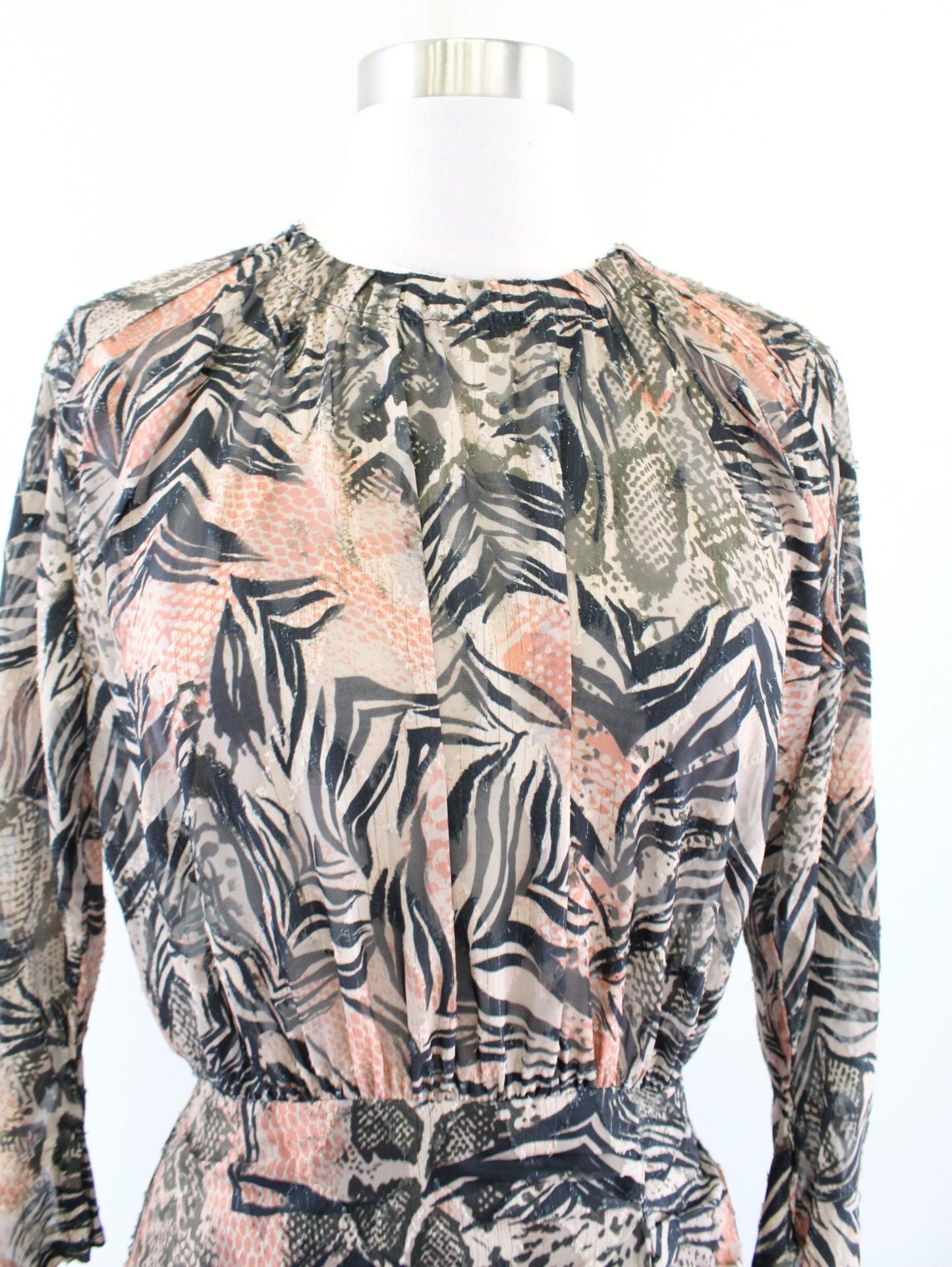 IRO Fenian Abstract Animal Print Ruched Mini Dress Size 34 Snakeskin Zebra