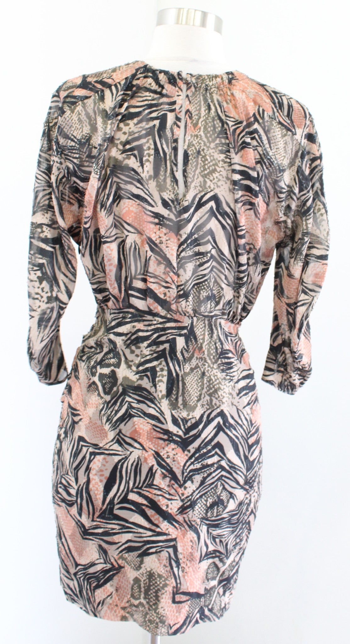 IRO Fenian Abstract Animal Print Ruched Mini Dress Size 34 Snakeskin Zebra