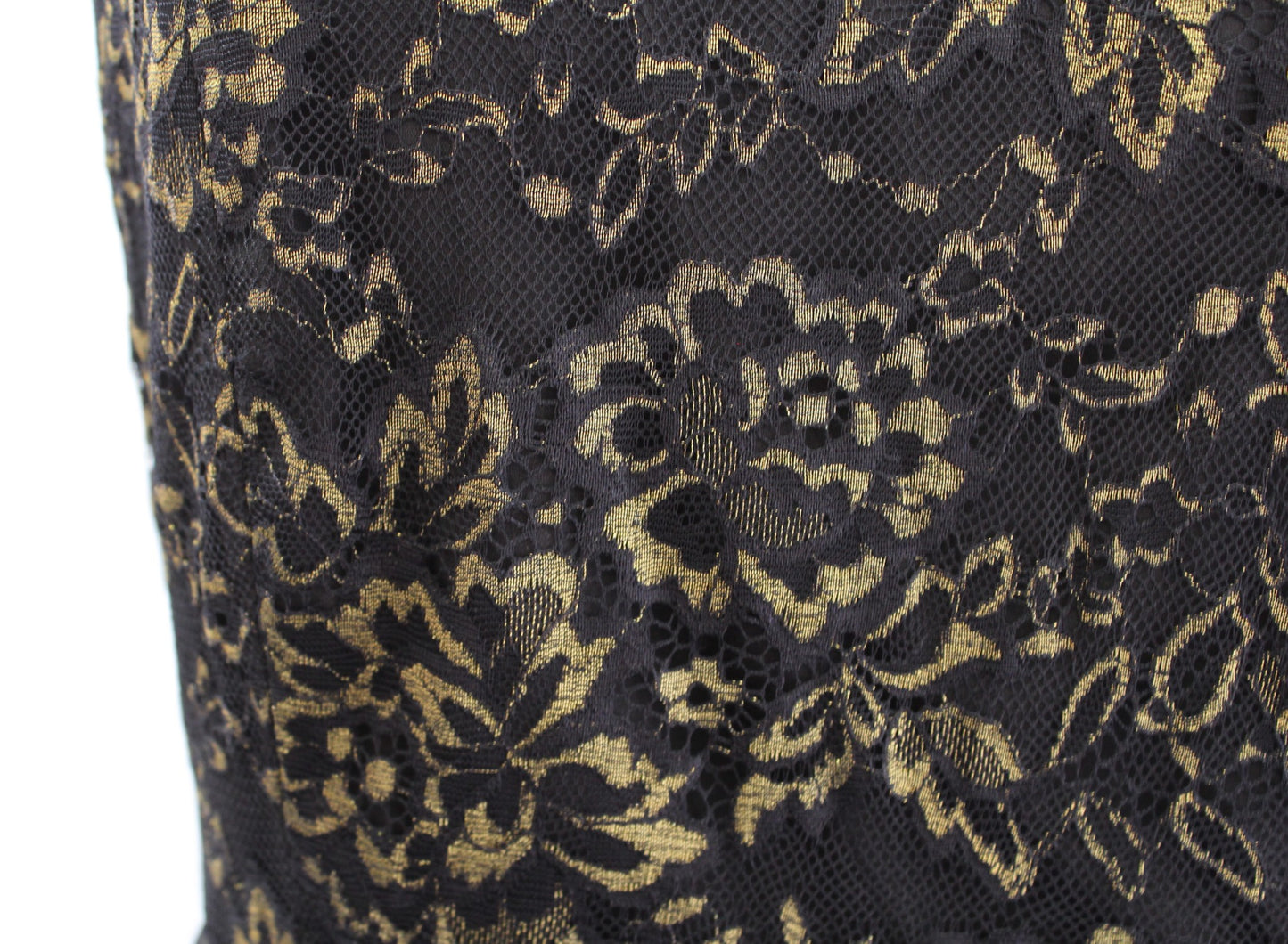 Diane Von Furstenberg Nisha Black Gold Metallic Floral Lace Mesh Dress Size 8