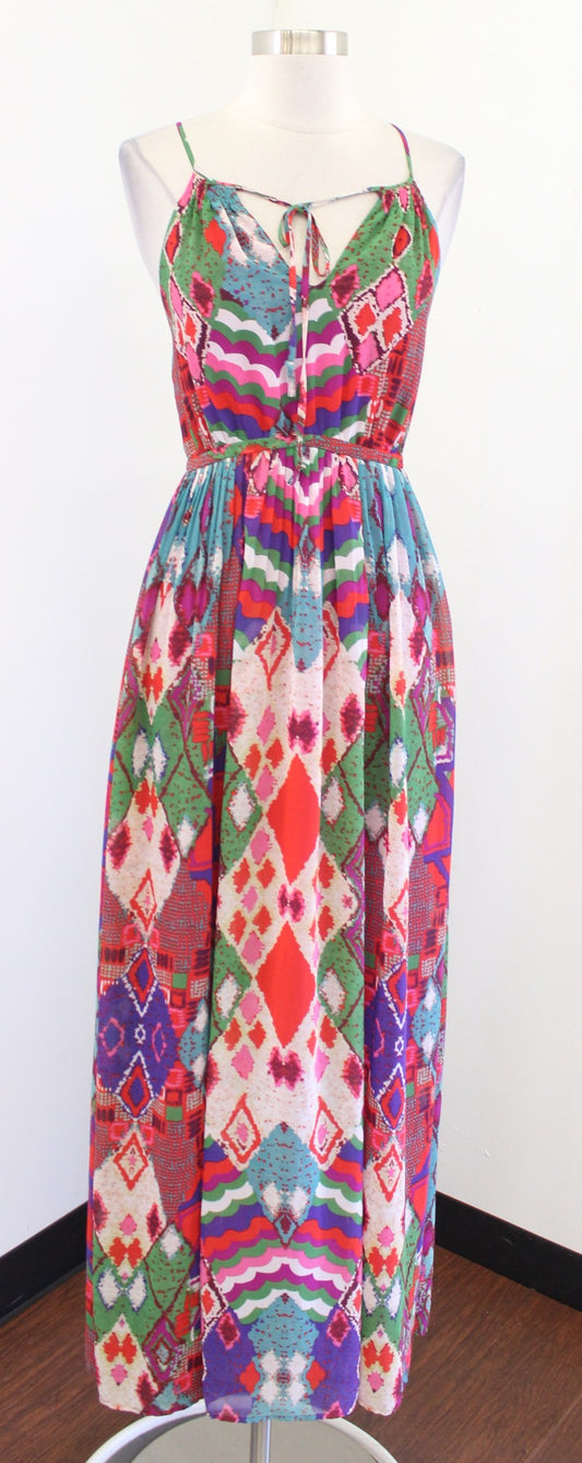 Maeve Anthropologie Tarana Geometric Colorful Corset Back Maxi Dress Size 0