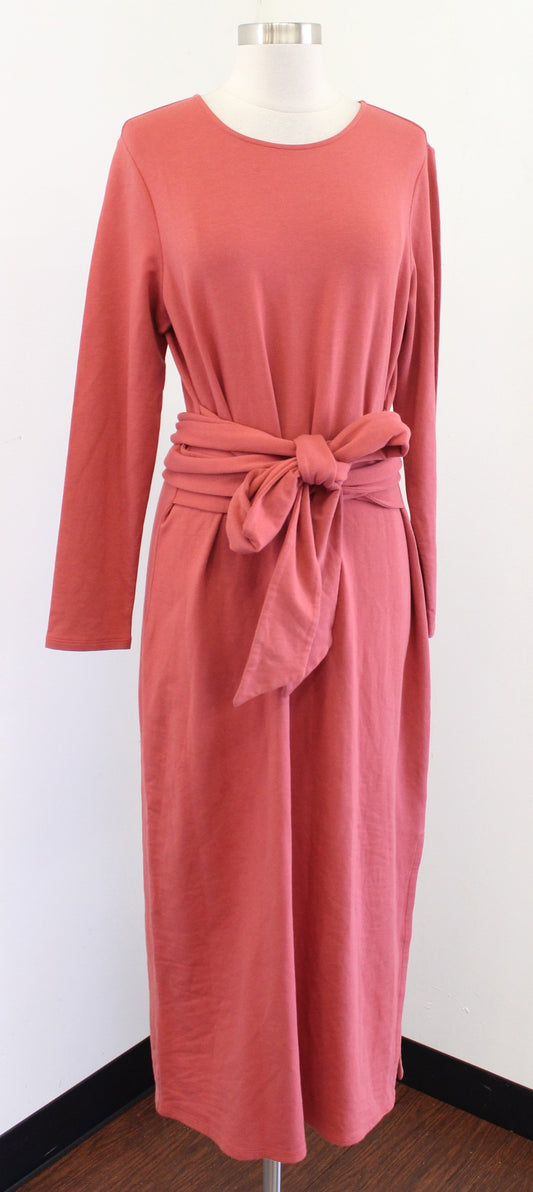 NWT J Jill Brick Tie Waist Wrap Around Belt Knit Midi Maxi Dress Size M Casual