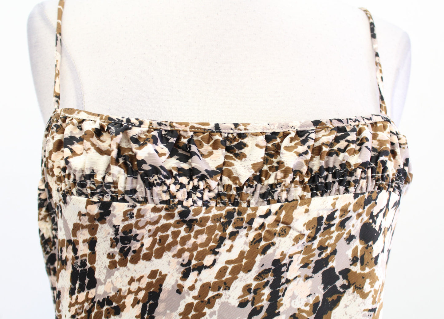 by Anthropologie Square Neck Snakeskin Print Midi Maxi Slip Dress Size M Brown