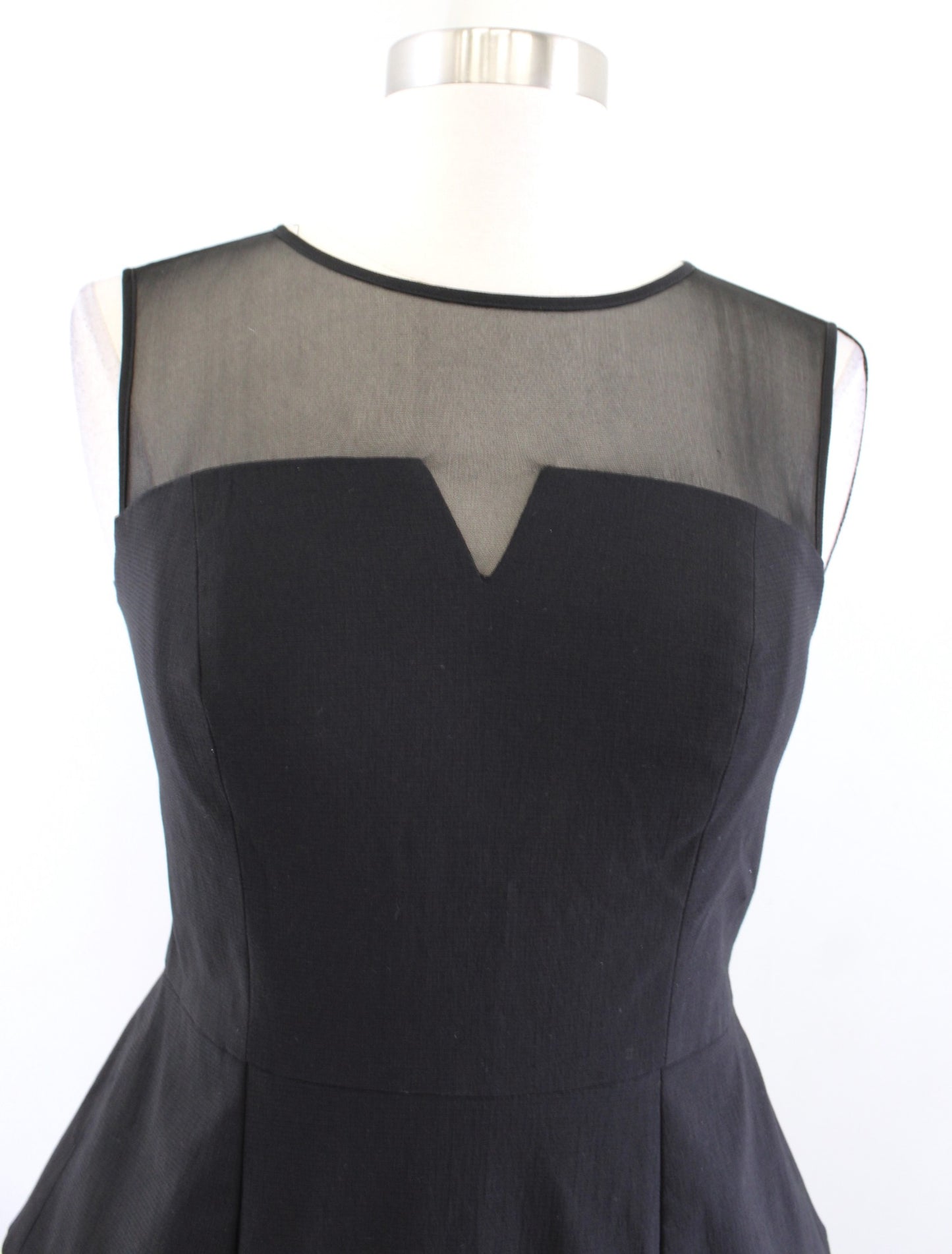 NWT Cache Black Mesh Insert Peplum Sheath Dress Size 0 Cocktail Party Keyhole