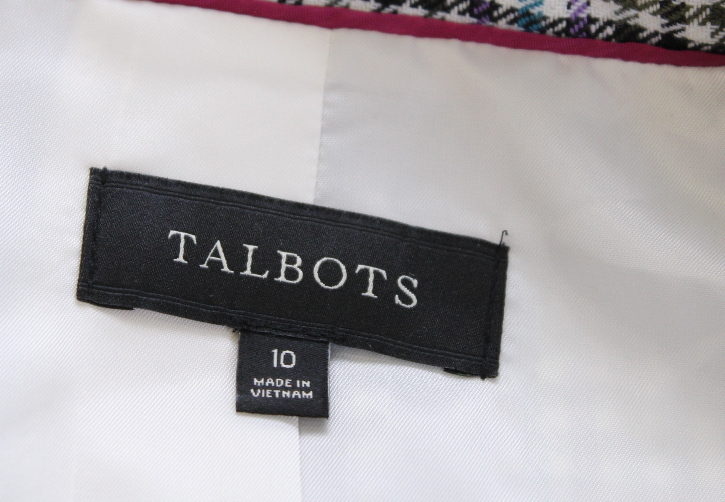 Talbots Womens Multi Color Plaid Long Longline Blazer Jacket Size 10 Career