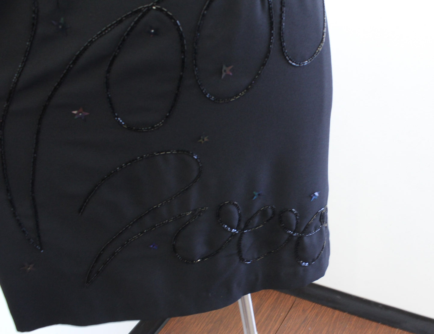 Vtg 2000 Millennium Black Sequin Beaded Star Cocktail Party Dress Size 12