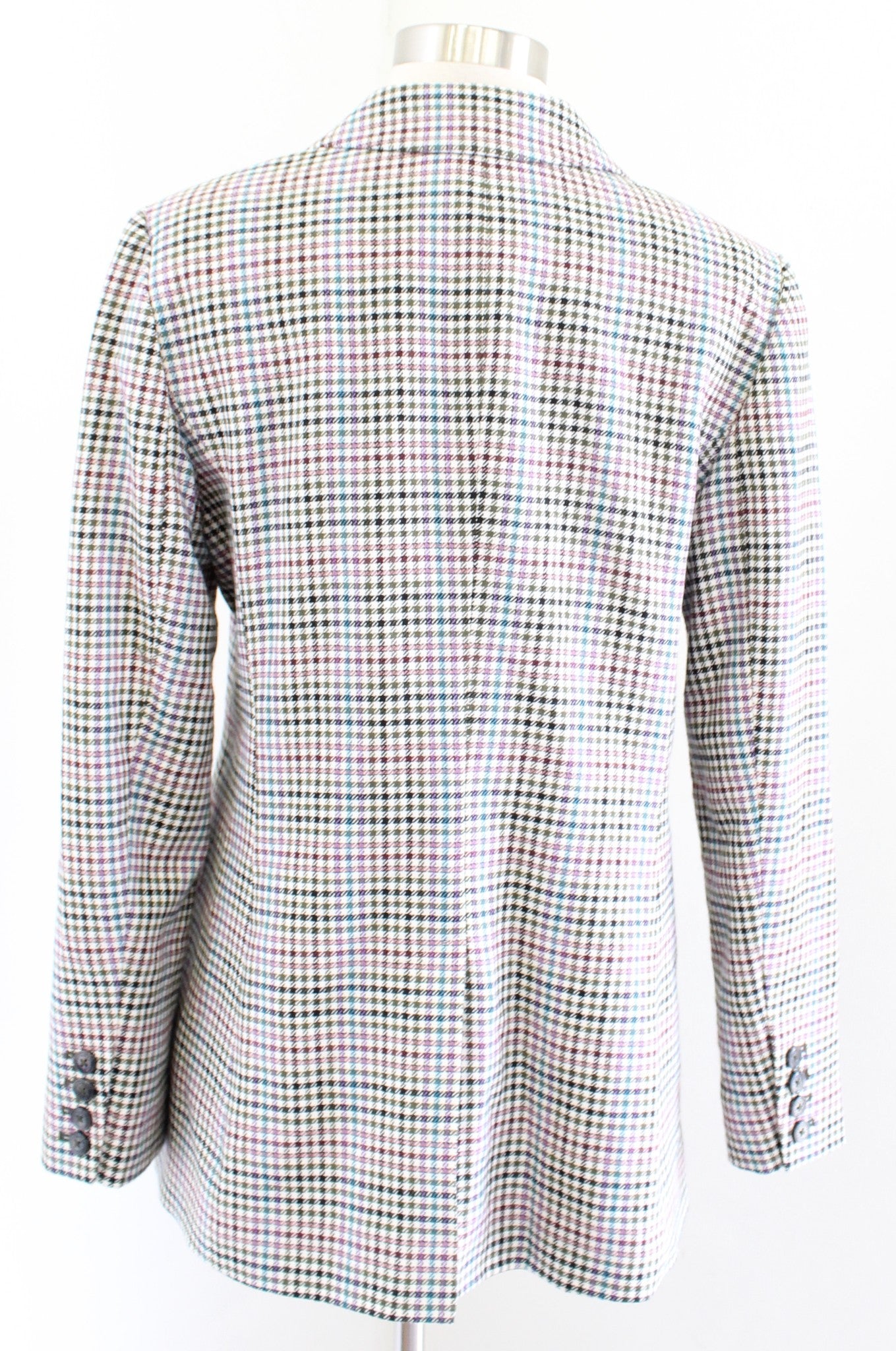Talbots Womens Multi Color Plaid Long Longline Blazer Jacket Size 10 Career