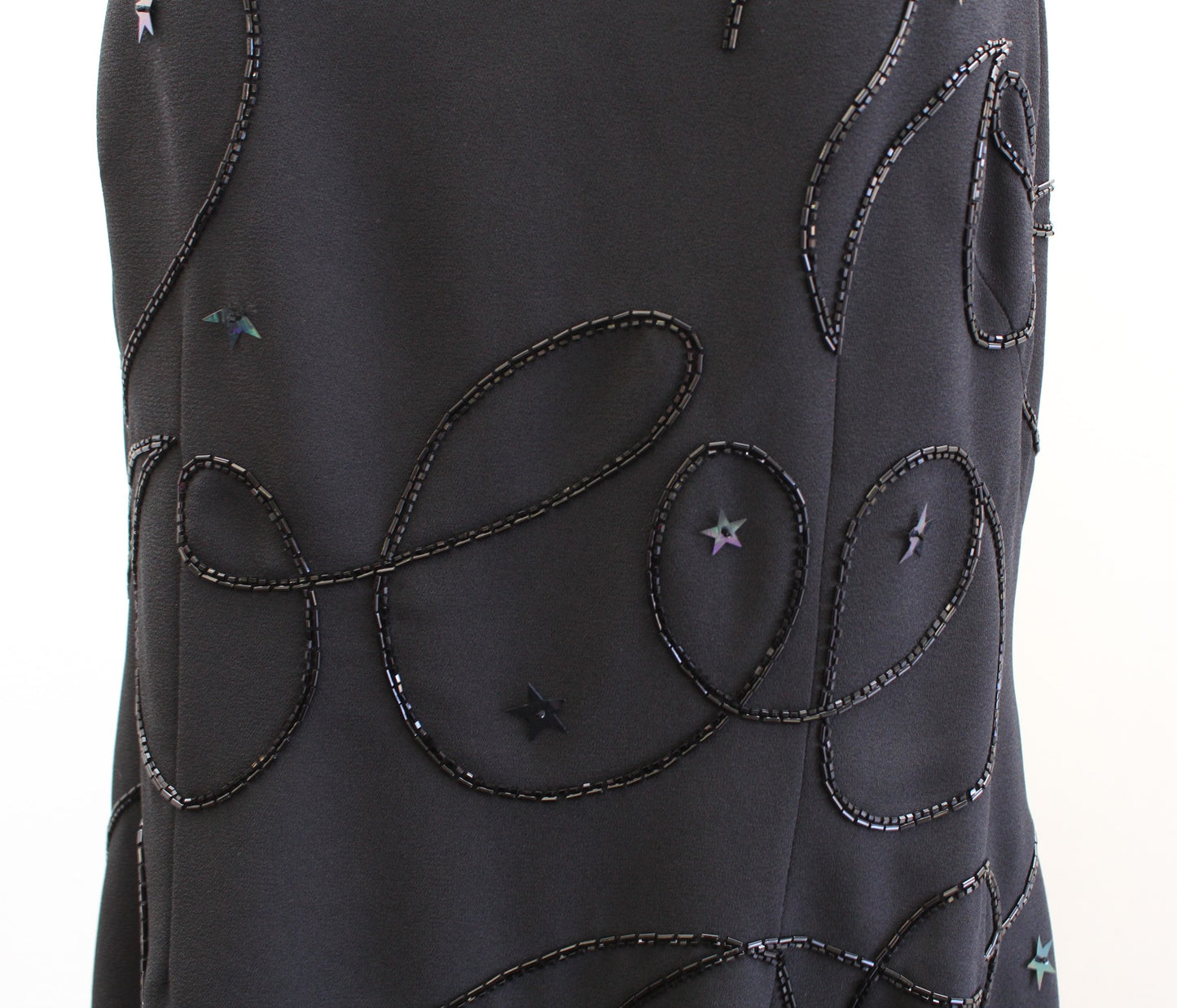 Vtg 2000 Millennium Black Sequin Beaded Star Cocktail Party Dress Size 12