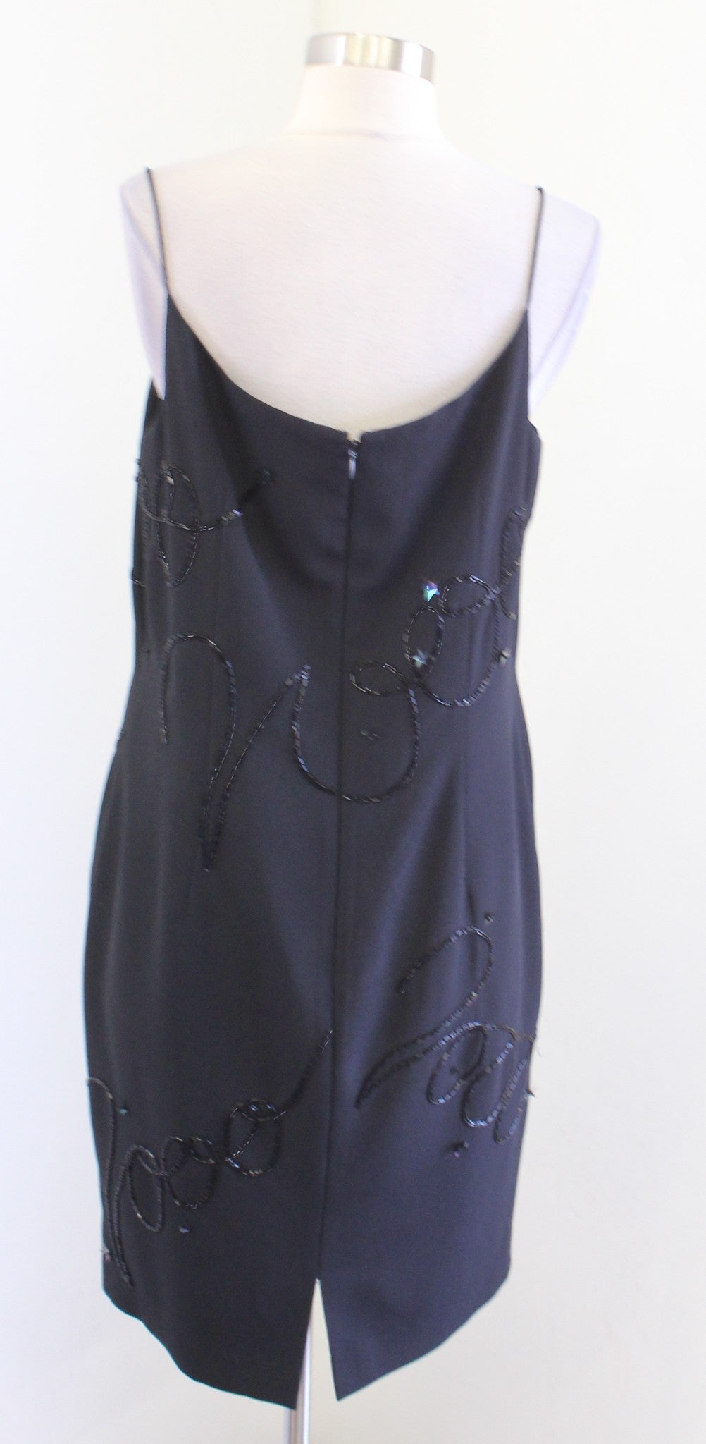 Vtg 2000 Millennium Black Sequin Beaded Star Cocktail Party Dress Size 12