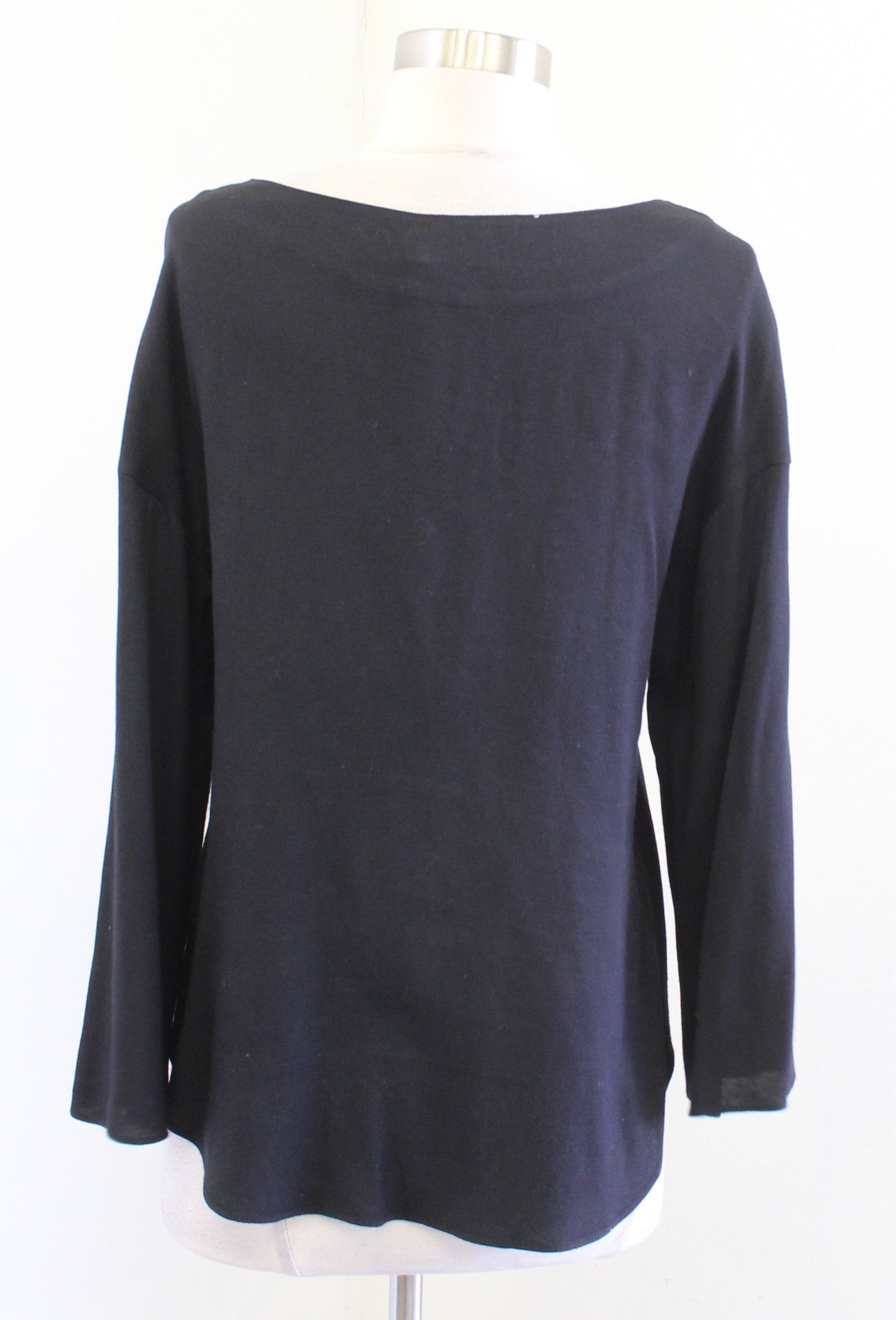 Frame Shirt Womens Solid Black Mirrored Lace Up Neckline Top Blouse Size XS