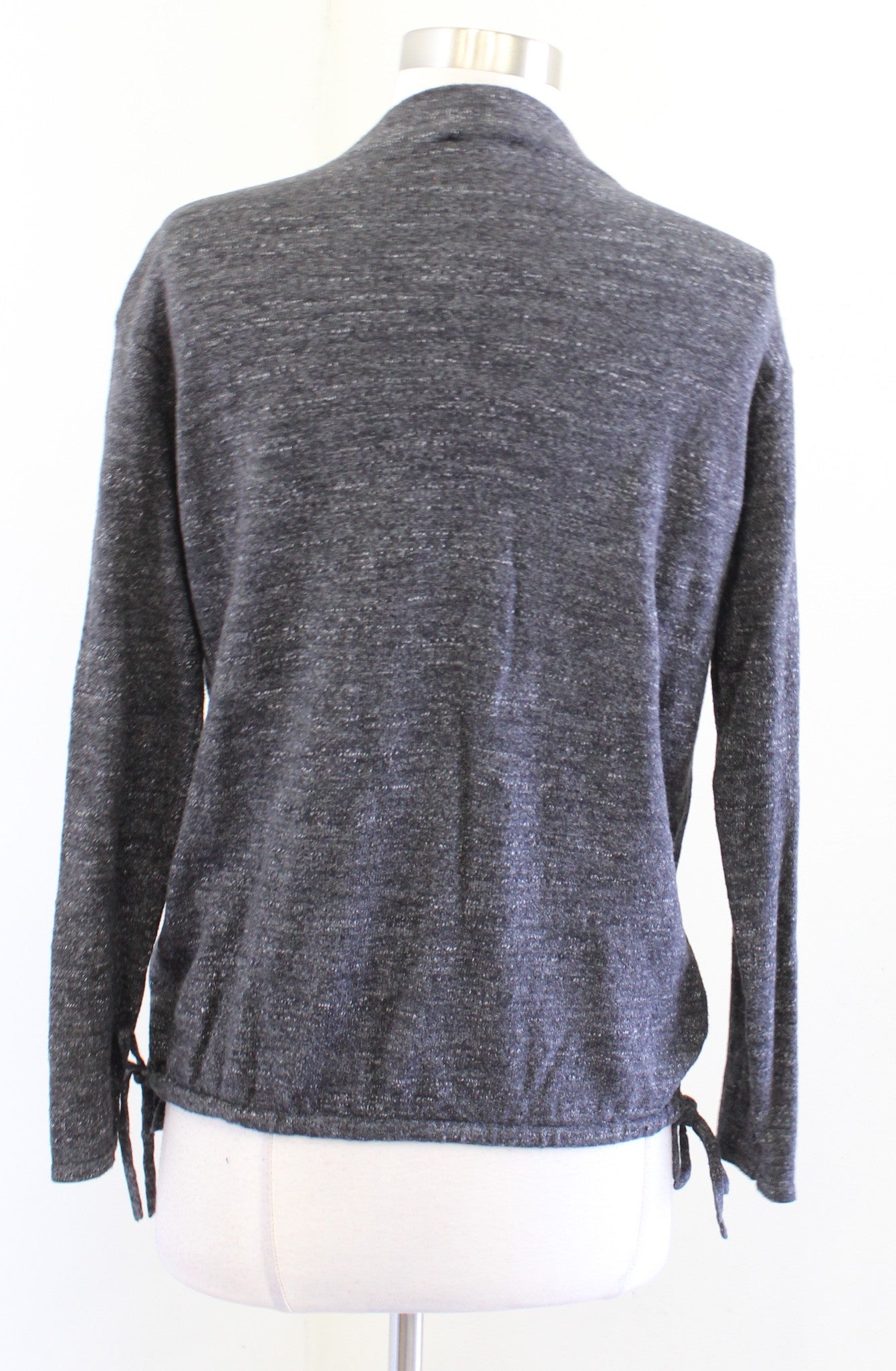 J Jill Charcoal Gray Heather Mock Neck Drawstring Cinch Side Sweater Top Size XS