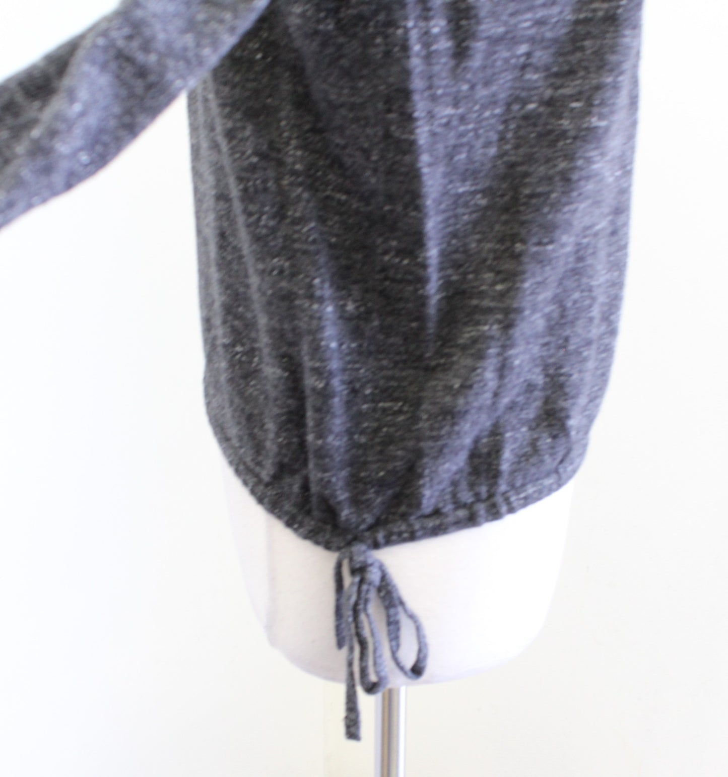 J Jill Charcoal Gray Heather Mock Neck Drawstring Cinch Side Sweater Top Size XS