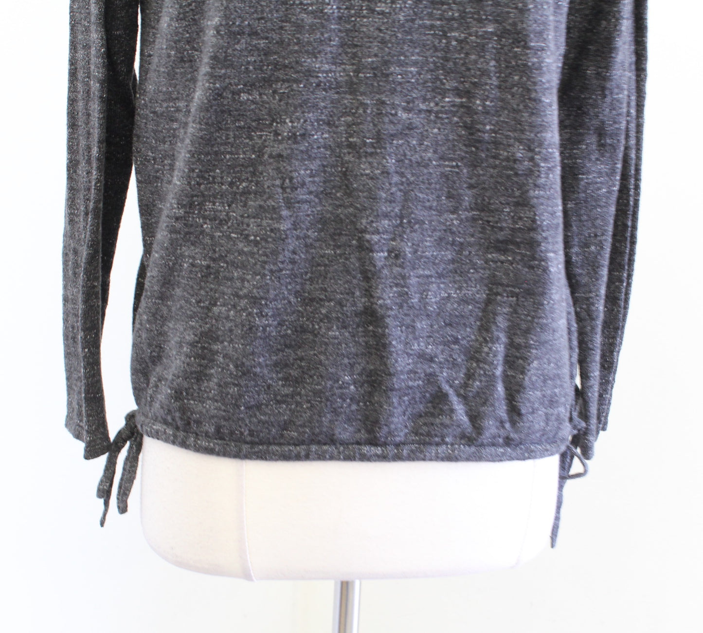 J Jill Charcoal Gray Heather Mock Neck Drawstring Cinch Side Sweater Top Size XS