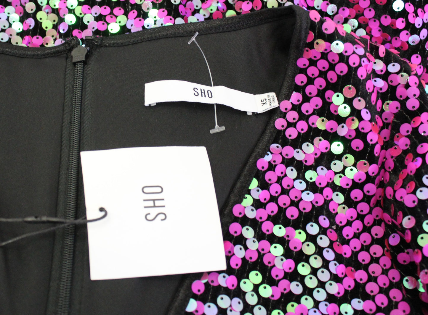 NWT Sho by Tadashi Shoji Paillette Sequin Iridscent Mini Bodycon Party Dress XS