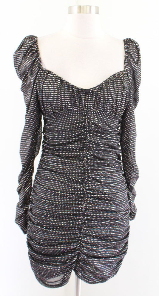 For Love and Lemons All that Glitters Black Iridescent Shimmer Mini Dress Size S