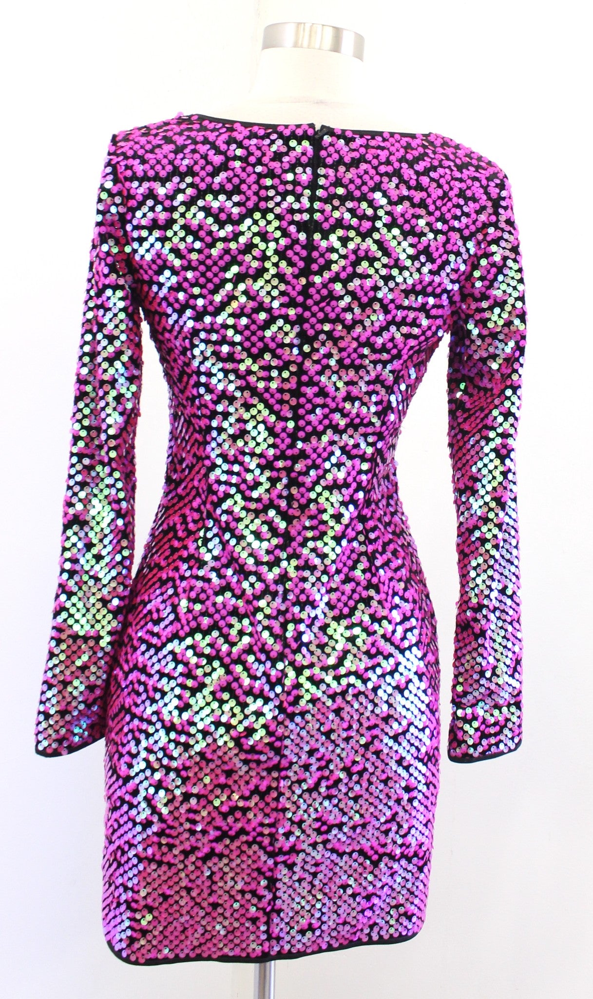 NWT Sho by Tadashi Shoji Paillette Sequin Iridscent Mini Bodycon Party Dress XS
