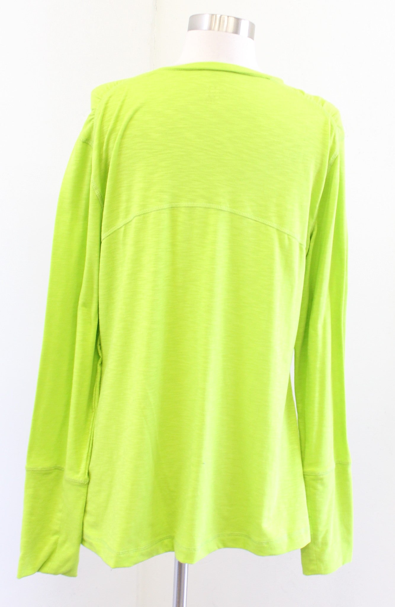 Title Nine Matahari Womens Lime Green V Neck Long Sleeve Top Size L Athletic
