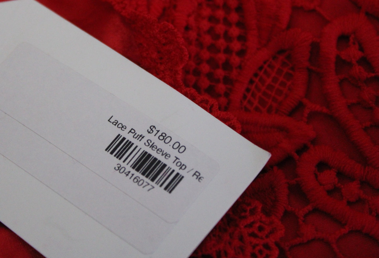 NWT $180 Jade Melody Tam Red Lace Mock Neck Puff Sleeve Top Blouse Size XS