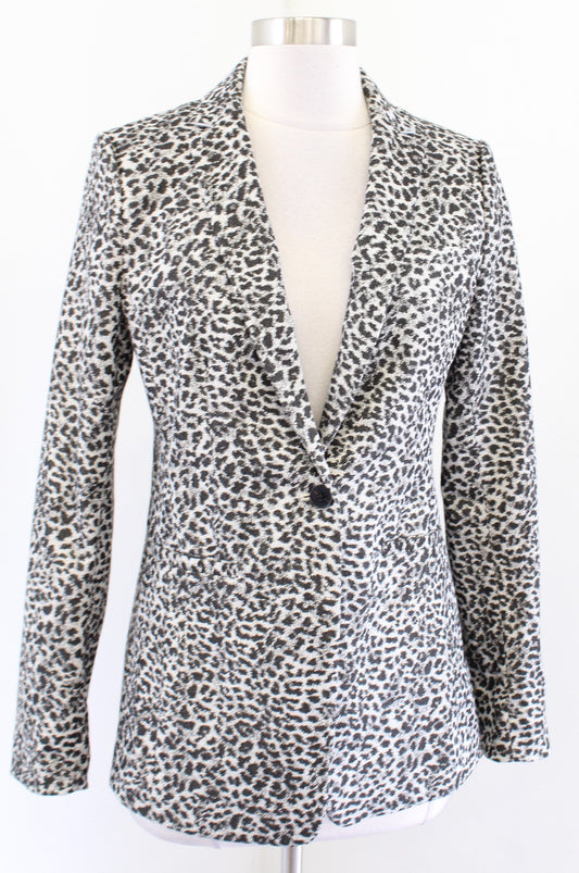 Banana Republic Long and Lean Blazer in Metallic Snow Leopard Size 4 Jacket