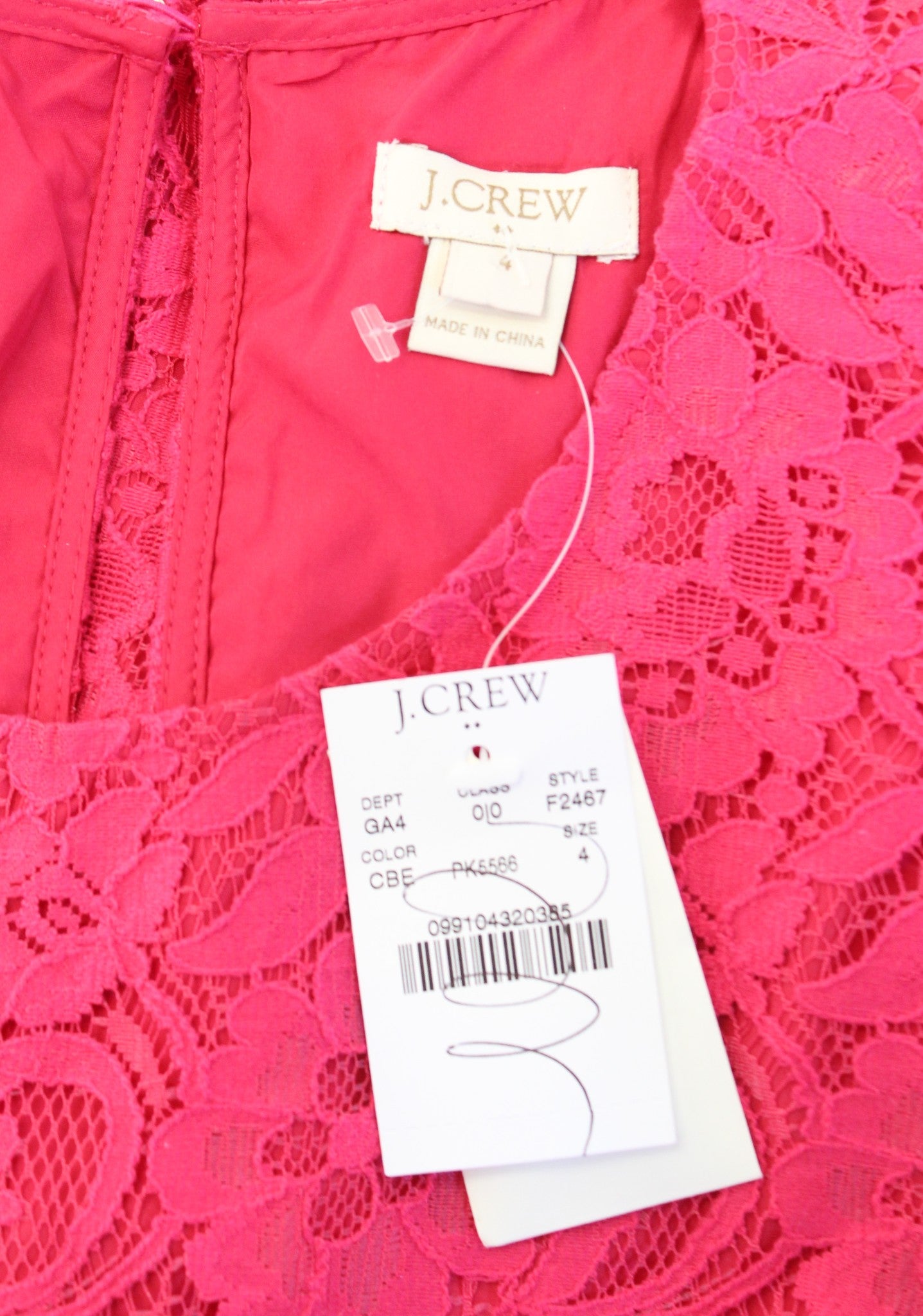 NWT J Crew Factory Pink Floral Lace Sheath Dress Sz 4 Cocktail Party Sleeveless