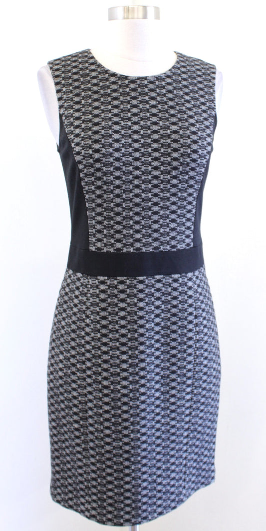 Theory Toli Black White Chevron Knit Wool Blend Sheath Dress Size 4 Sleeveless