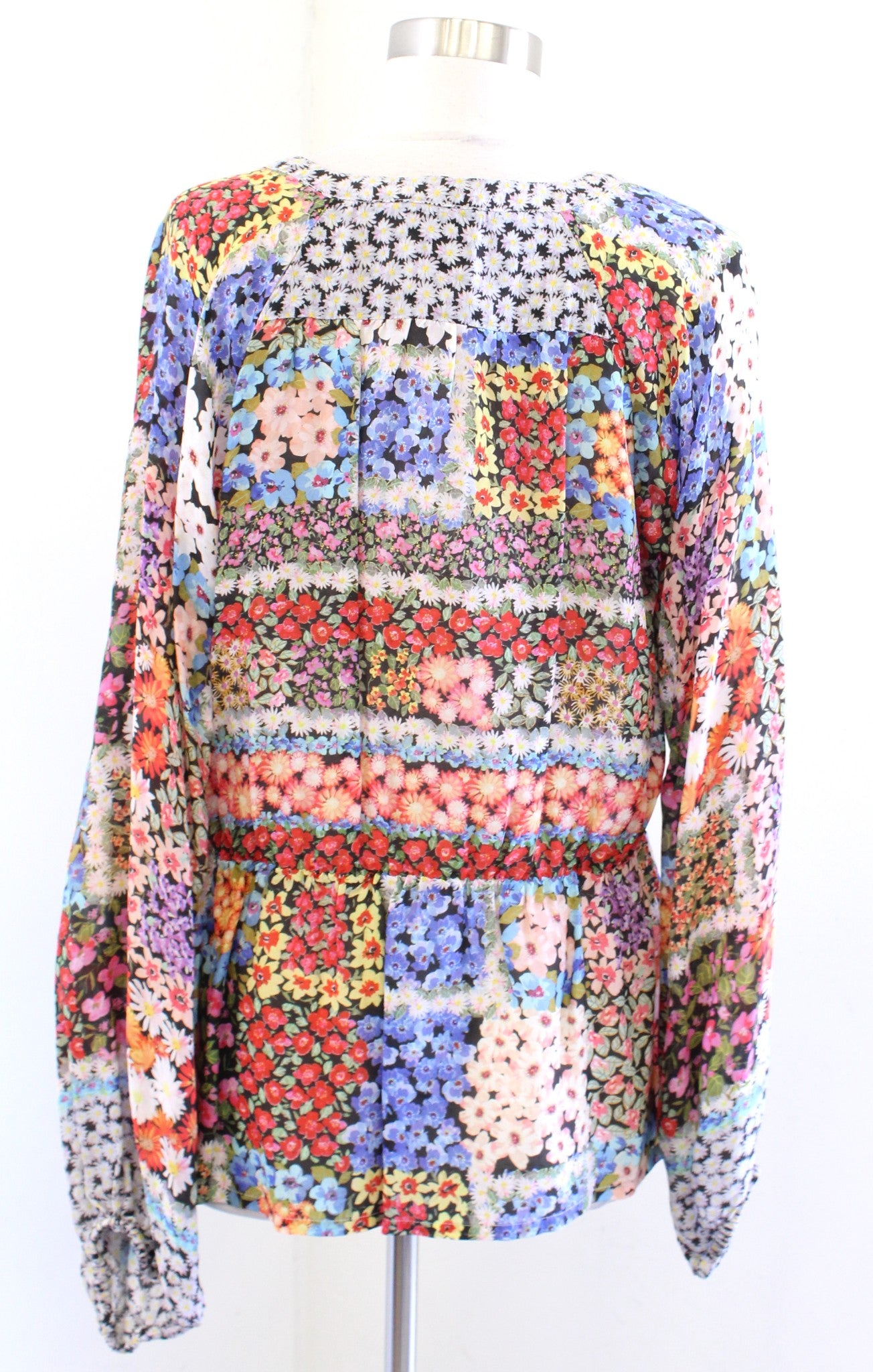 Johnny Was Fawn Patch Floral Button Front Blouse Top Size S Long Sleeve Multi