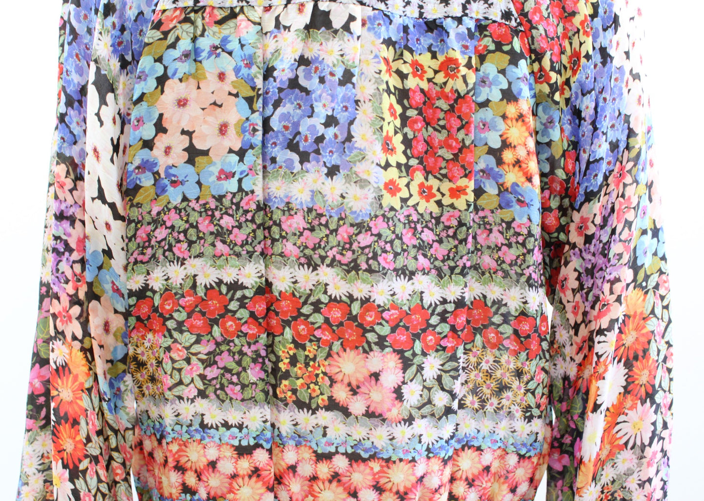 Johnny Was Fawn Patch Floral Button Front Blouse Top Size S Long Sleeve Multi