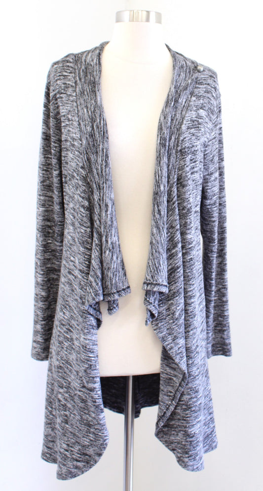 Soft Surroundings Gray Marled Knit Draped Wrap Cardigan Sweater Size S