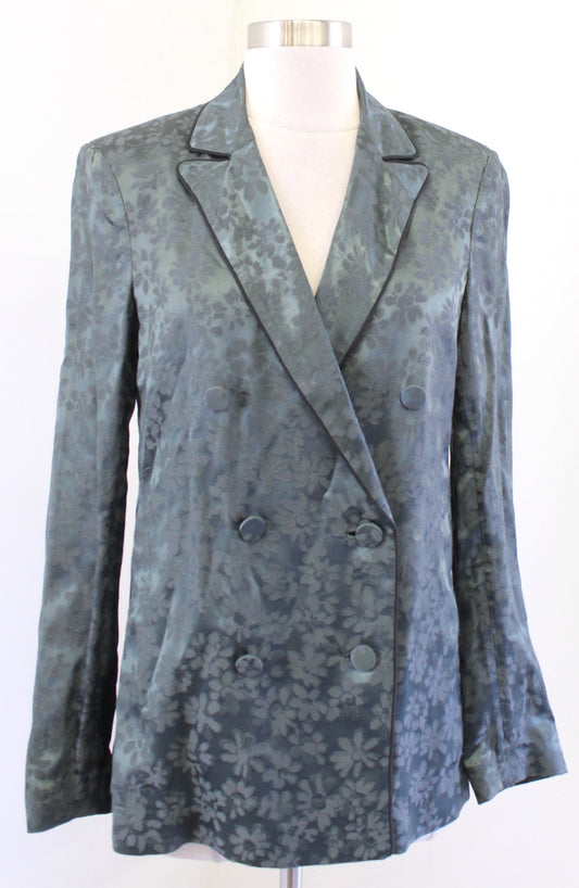 Rag and Bone Jarvis Satin Jacquard Floral Double Breasted Blazer Jacket Size 6
