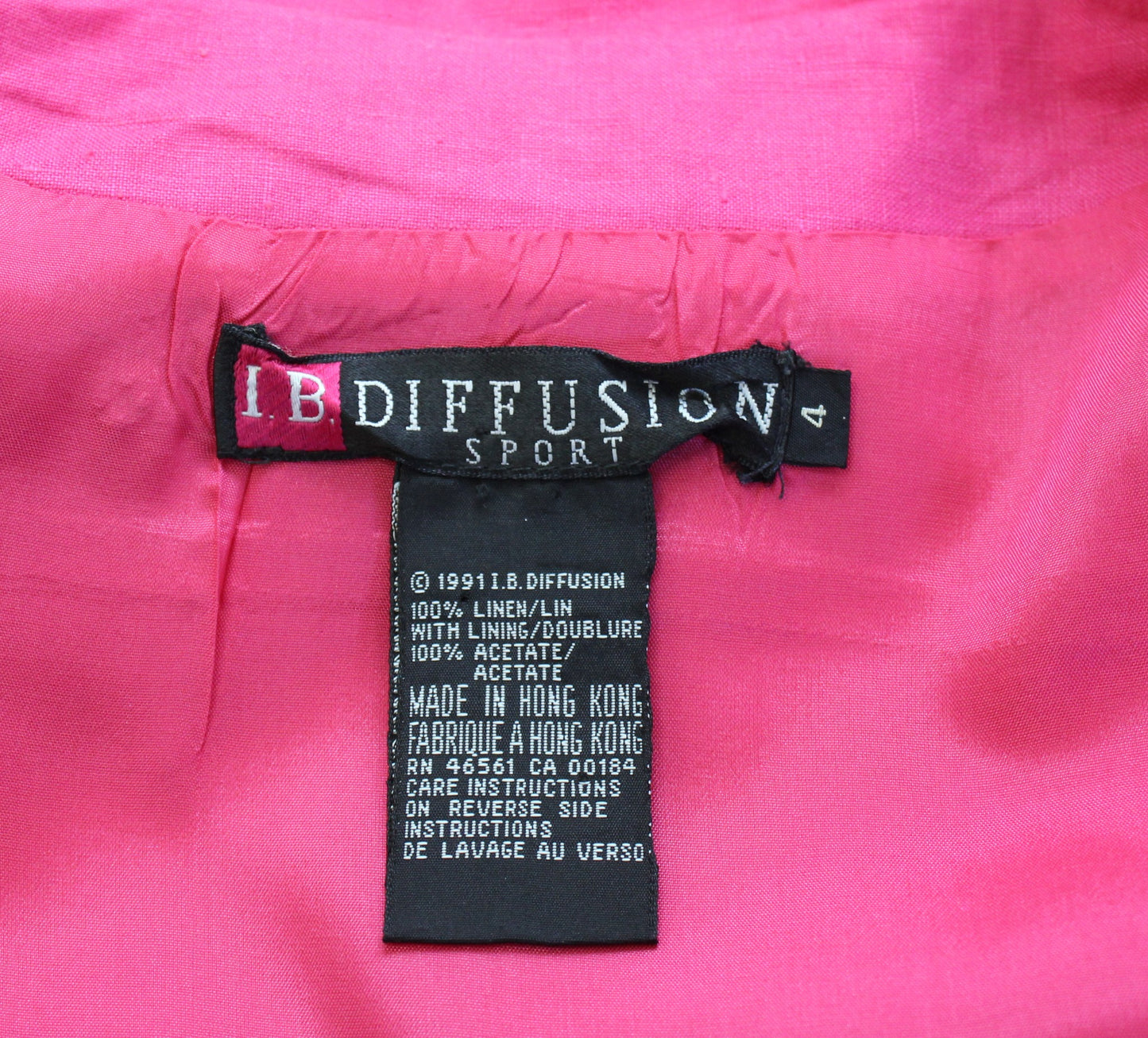 Vtg 90s Hot Pink Gold Studded Embellished Linen Zip Front Jacket Size 4 Retro