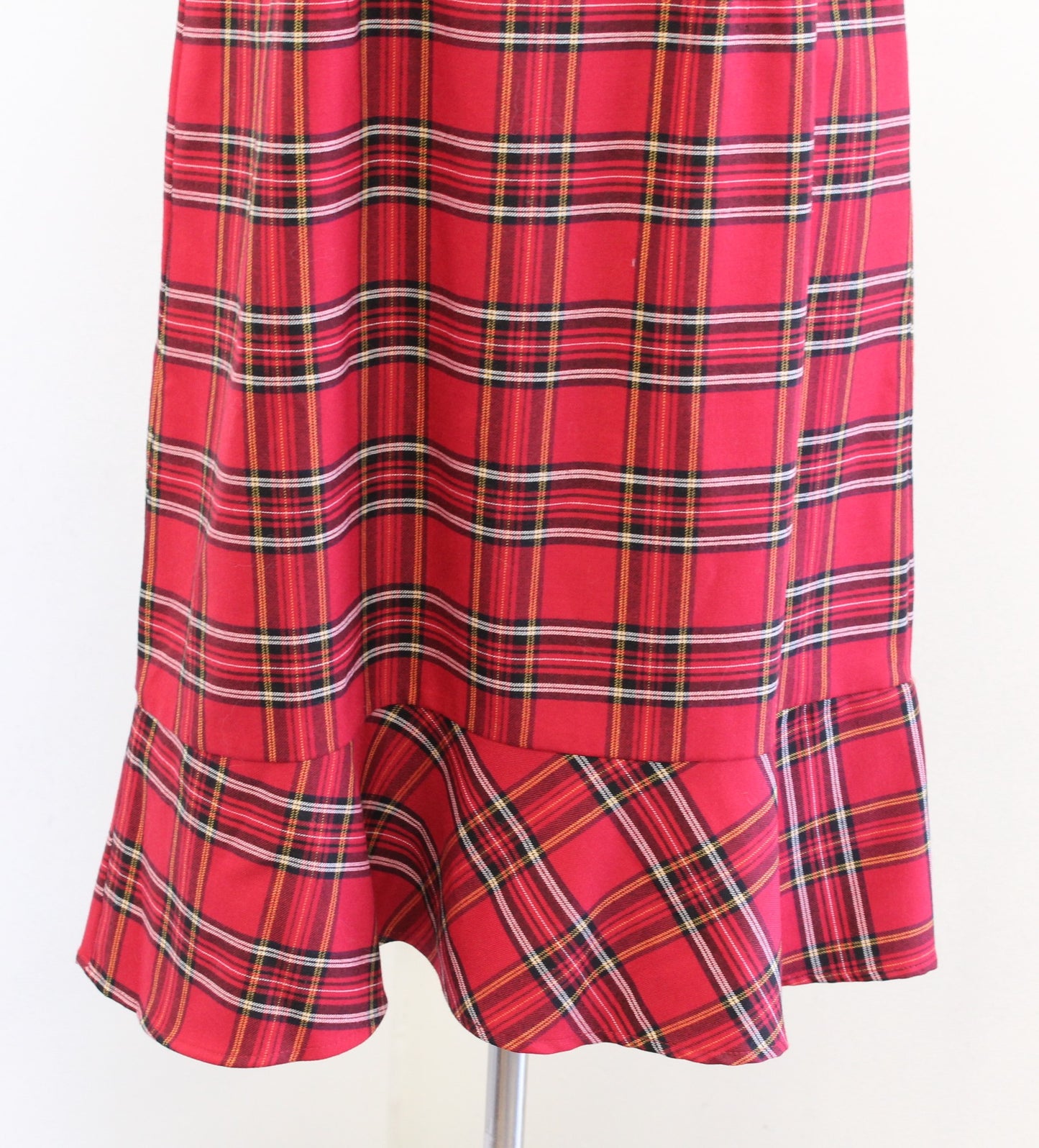 Talbots Womens Red Tartan Plaid Wool Blend Flounce Hem Sheath Dress Size 6P