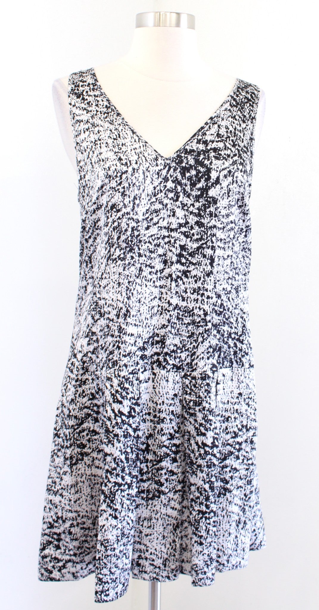 Rebecca Taylor White Noise Printed Drop Waist Mini Dress Size 6 Shift Black