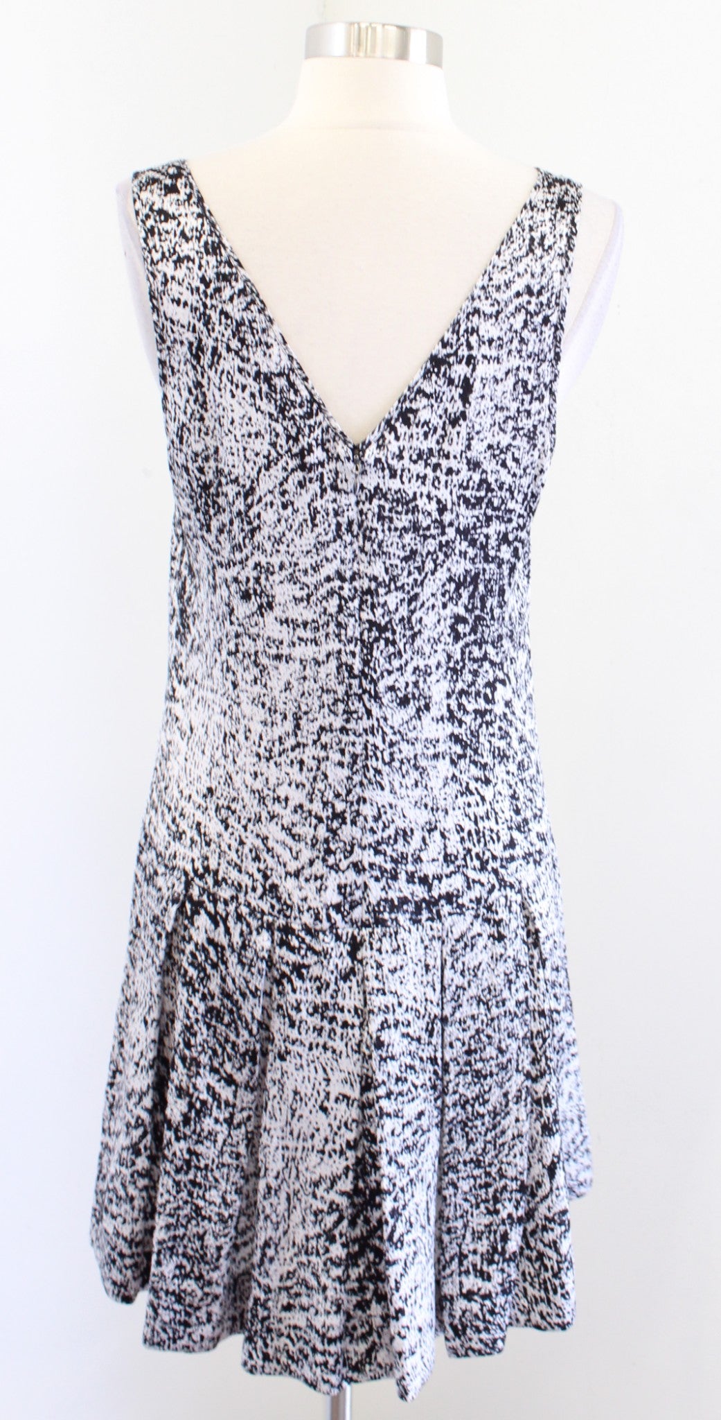 Rebecca Taylor White Noise Printed Drop Waist Mini Dress Size 6 Shift Black
