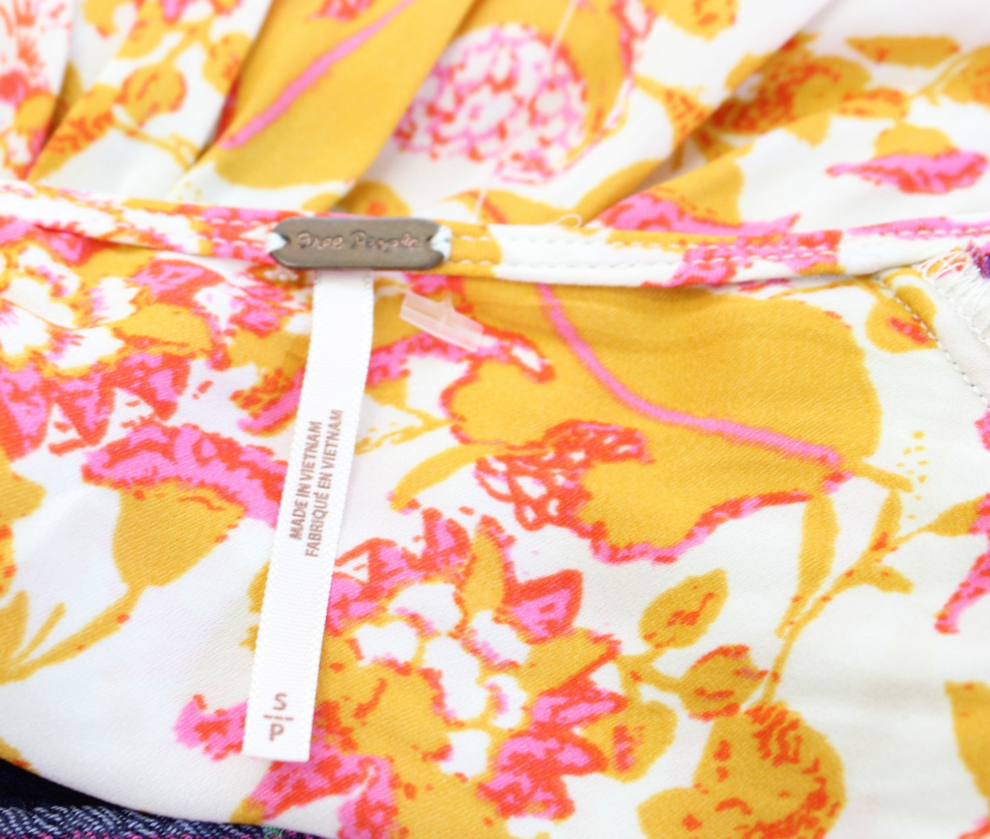 Free People Cruisin Together Surplice Wrap Front Printed Top Blouse Size XS Long Sleeve