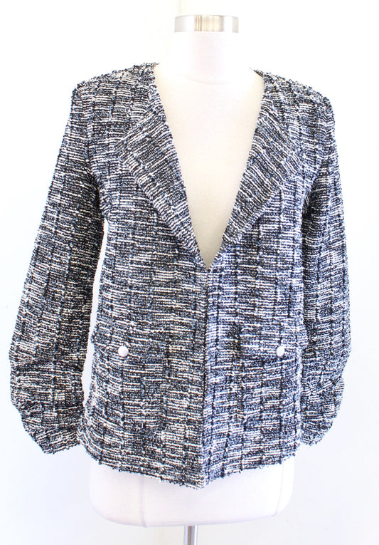 NWT Nic and Zoe Starry Sky Tweed Knit Blazer Jacket Metallic M Blue White Black