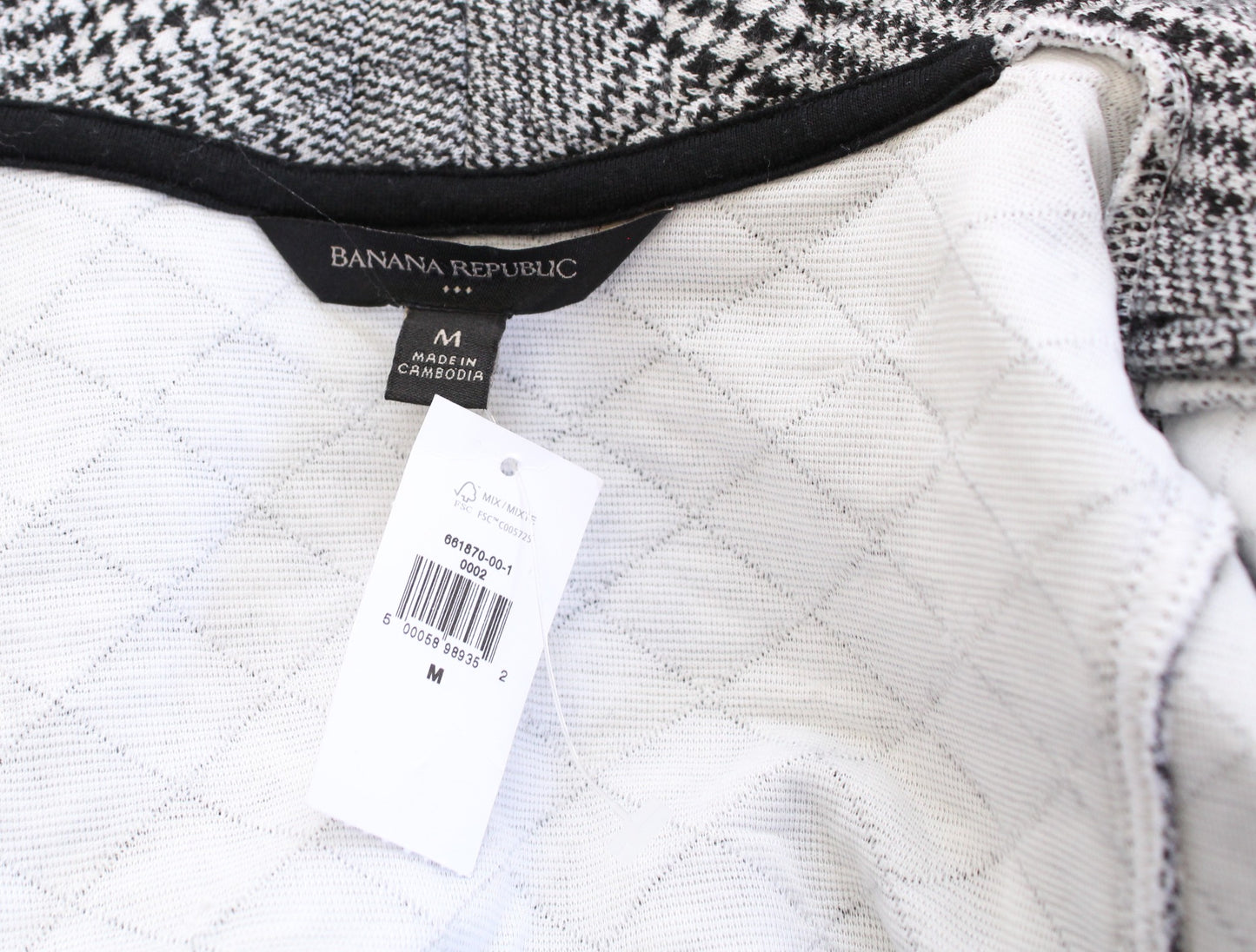 NWT Banana Republic Black White Houndstooth Soft Quilted Moto Jacket Size M Knit