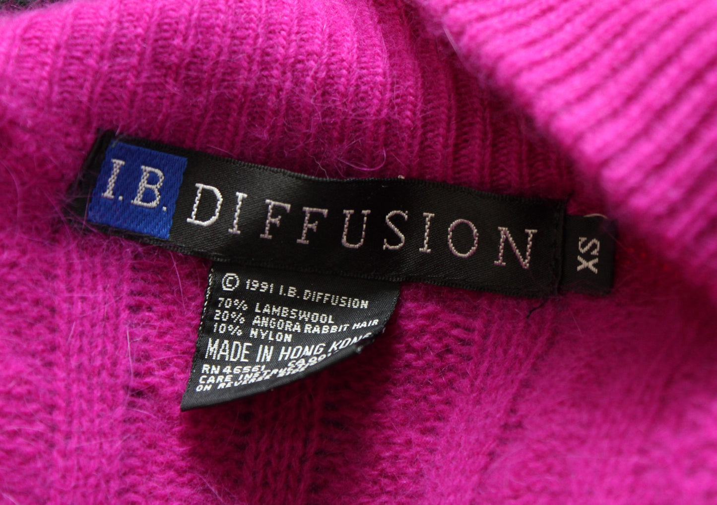 Vtg 90s Berry Magenta Lambswool Angora Rabbit Hair Sweater Jacket Cardigan Sz XS