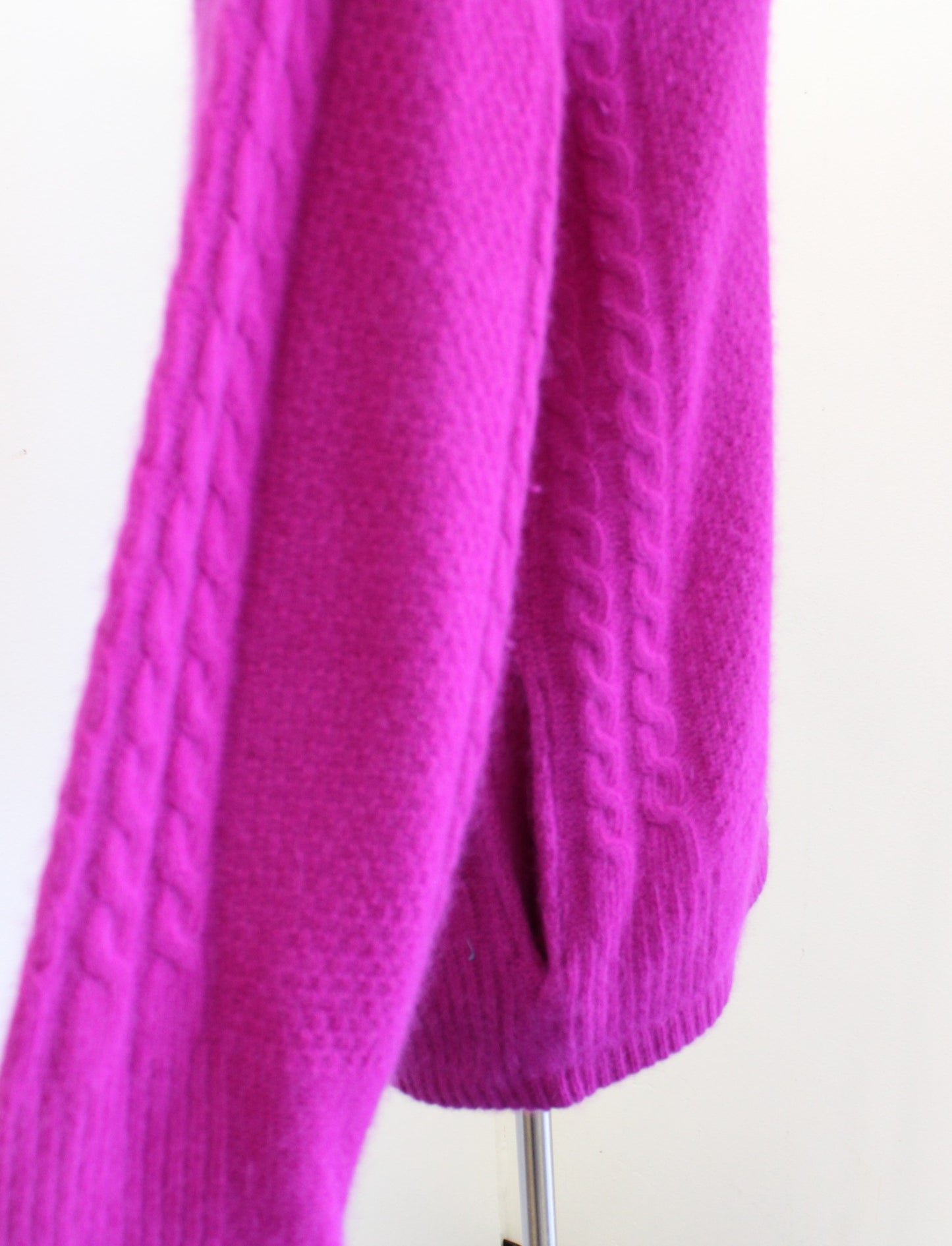 Vtg 90s Berry Magenta Lambswool Angora Rabbit Hair Sweater Jacket Cardigan Sz XS