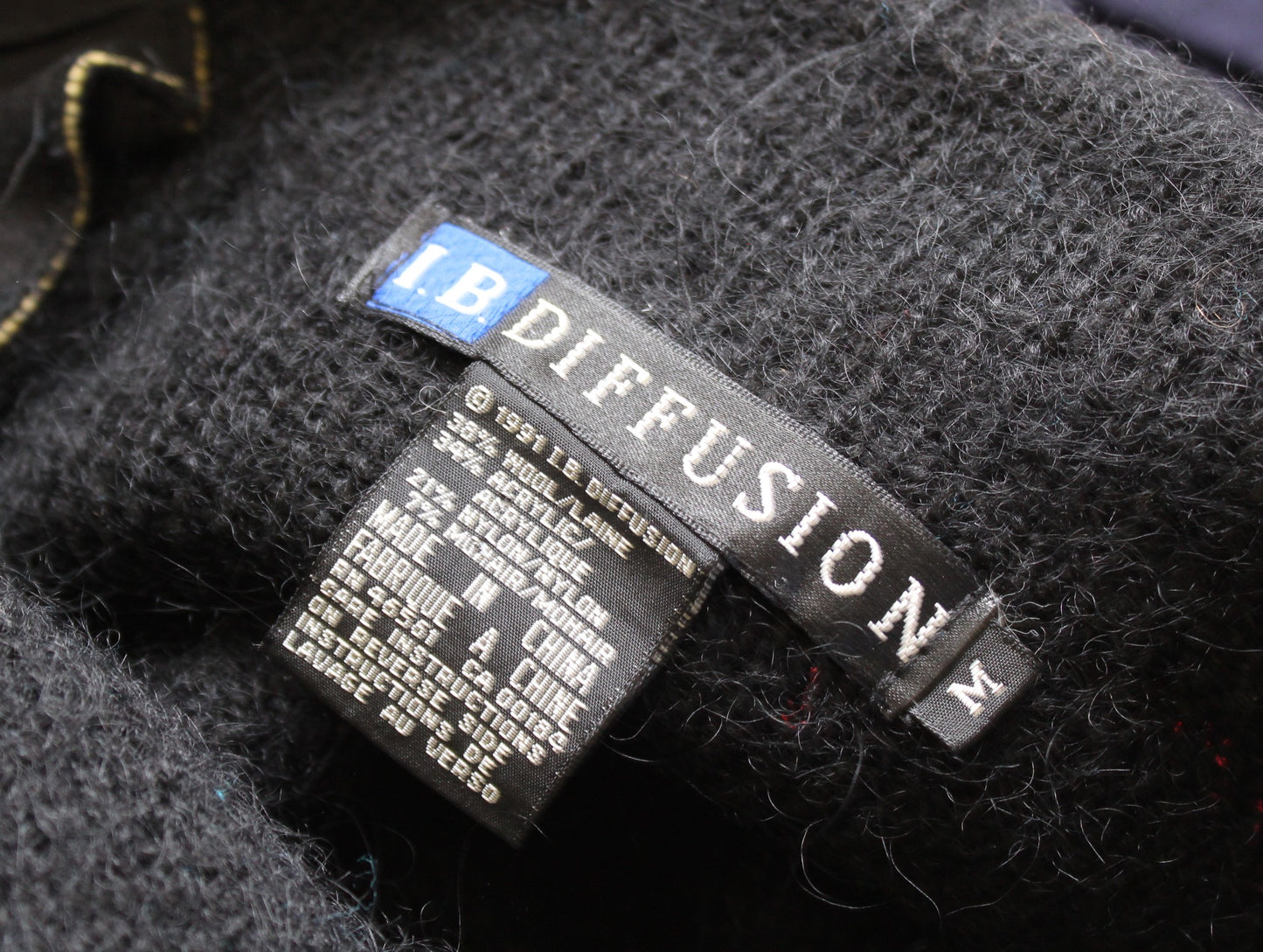 Vtg 90s Black Fuzzy Wool Mohair Blend Coatigan Cardigan Sweater Jacket Size M