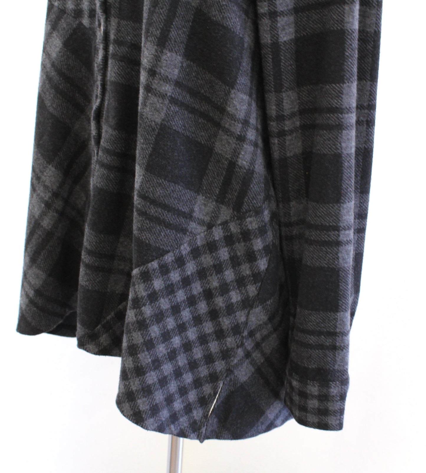 Soft Surroundings Paramour Black Gray Soft Knit Button Front Plaid Tunic Shirt L