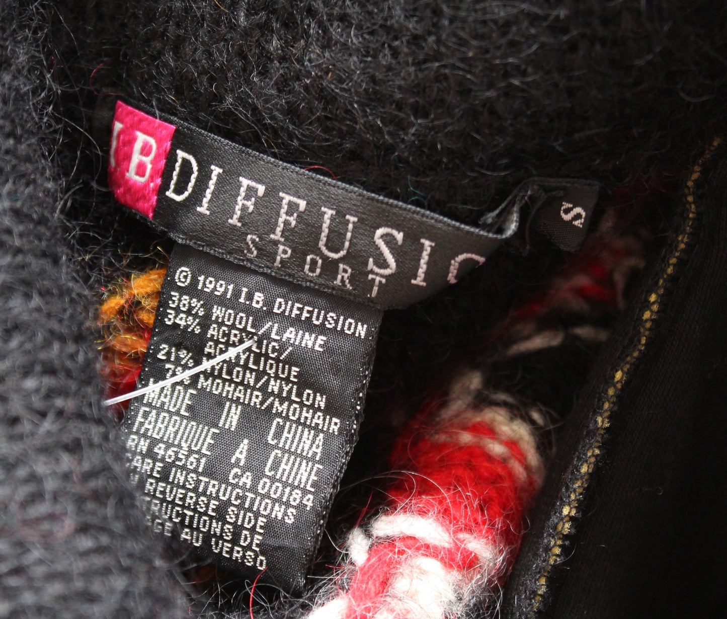 Vtg 90s Black Colorful Southwestern Knit Coatigan Sweater Coat Duster S Mohair