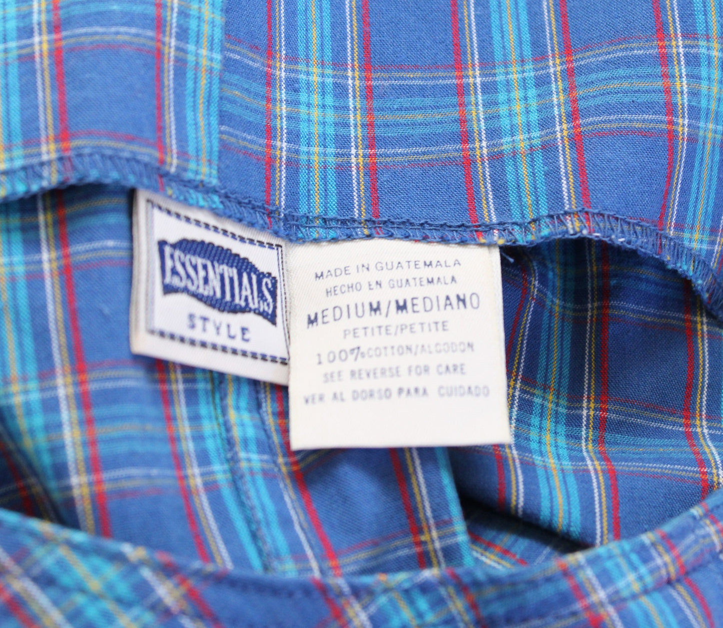 NWT Deadstock Vtg 90s Blue Plaid Pinafore Jumper Layer Dress Size PM MP M Retro