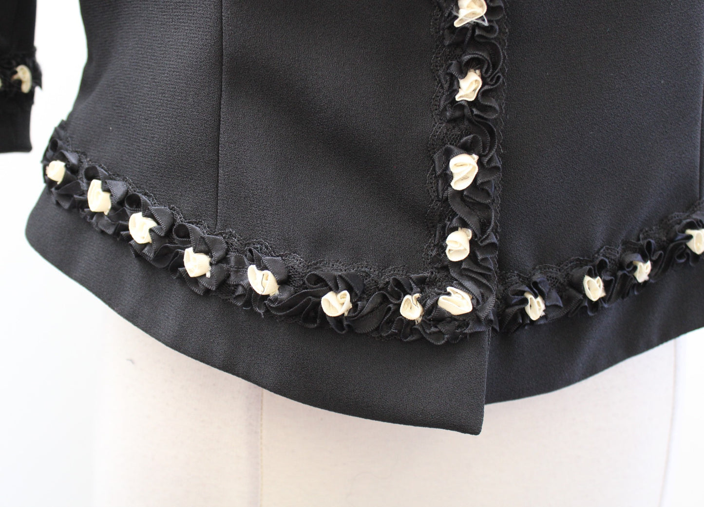 Vtg 80s 90s Victor Costa Black Rosette Floral Evening Blazer Blouse Top Size 10