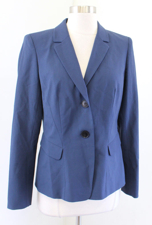 Lafayette 148 New York Womens Dusky Blue Wool Blend Blazer Suit Jacket Size 4