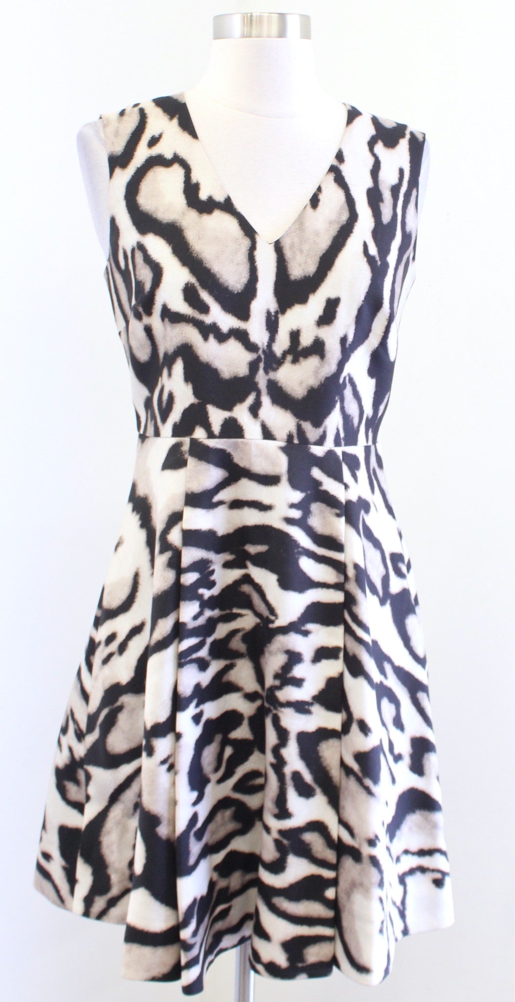 Diane Von Furstenberg Renna Leopard Print Fit and Flare Silk Wool Dress size 4