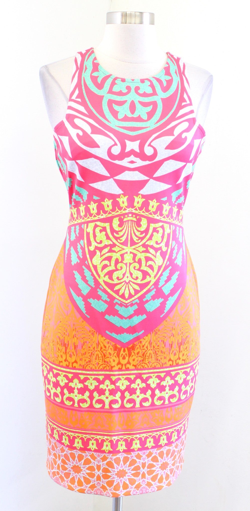 Hale Bob Cabana Tribal Geometric Print Neoprene Scuba Bodycon Dress Size M